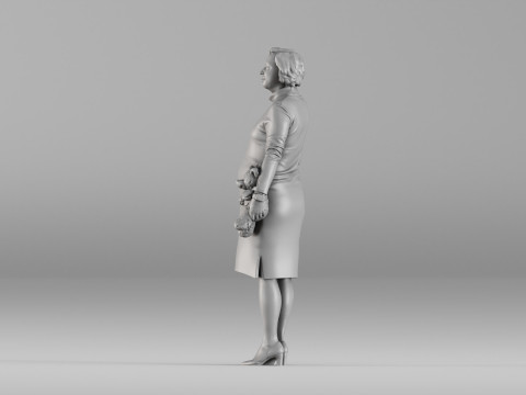 S00092 Pregnant Woman Holding Teddy Bear 3D Print Model