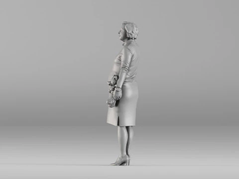 S00092 Pregnant Woman Holding Teddy Bear 3D Print Model