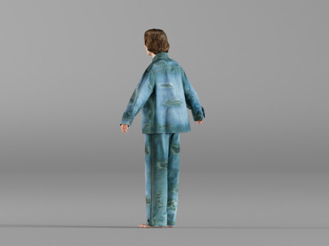 S00030 Young Man in Casual Denim Outfit T-Pose HP and LP Model 3D