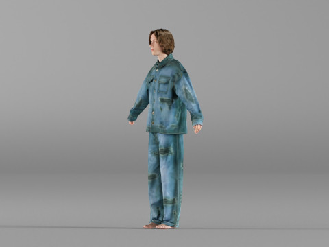 S00030 Young Man in Casual Denim Outfit T-Pose HP and LP Model 3D