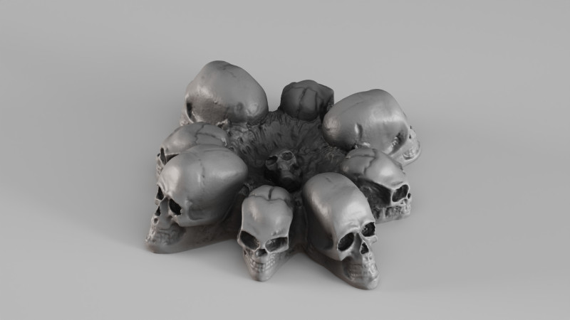 001652 Skull Ashtray 3D Printable Gothic Decor 3Dプリントモデル .c4d .max .obj .3ds .fbx .stl .blend 