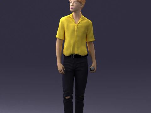 000228 Giovane asiatico con microfono 1123 Modello 3D