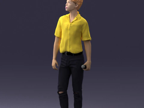 000228 Young Asiasn Man with Microphone 1123 3D Model