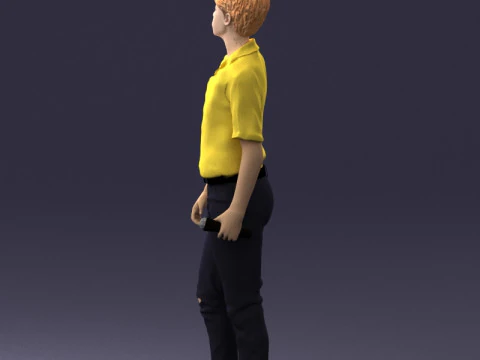 000228 Young Asiasn Man with Microphone 1123 3D Model