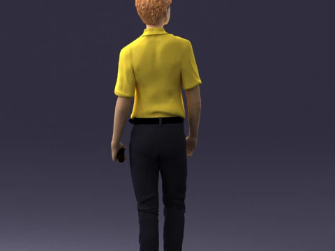 000228 Young Asiasn Man with Microphone 1123 3D Model