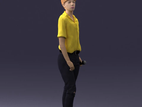 000228 Young Asiasn Man with Microphone 1123 3D Model