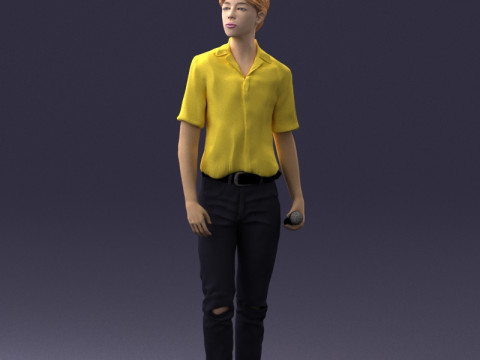 000228 Young Asiasn Man with Microphone 1123 3D Модель