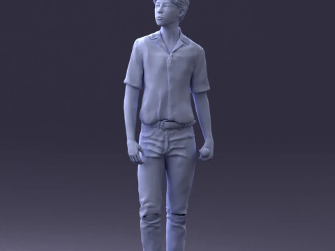 000228 Young Asiasn Man with Microphone 1123 3D Model