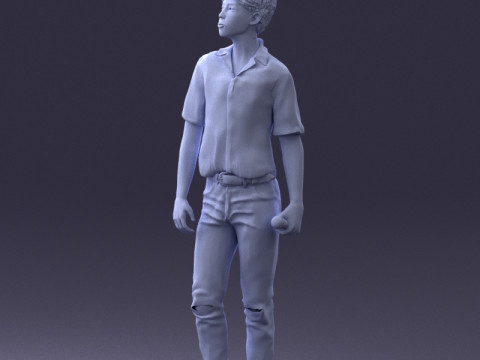 000228 Young Asiasn Man with Microphone 1123 3D Модель