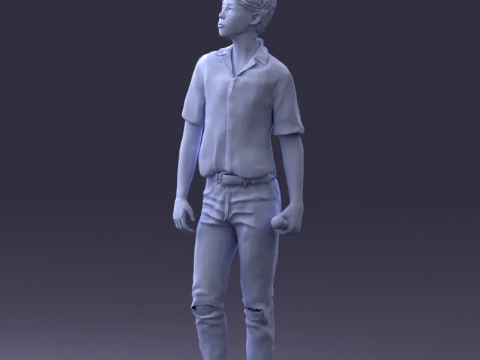 000228 Young Asiasn Man with Microphone 1123 3D Model