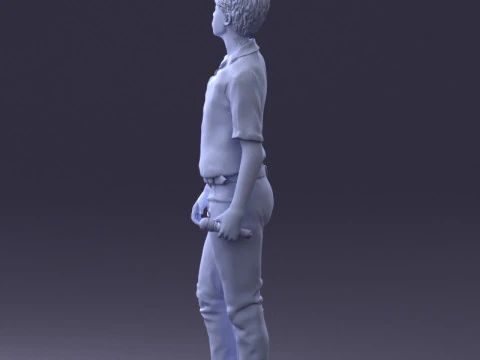 000228 Young Asiasn Man with Microphone 1123 3D Model