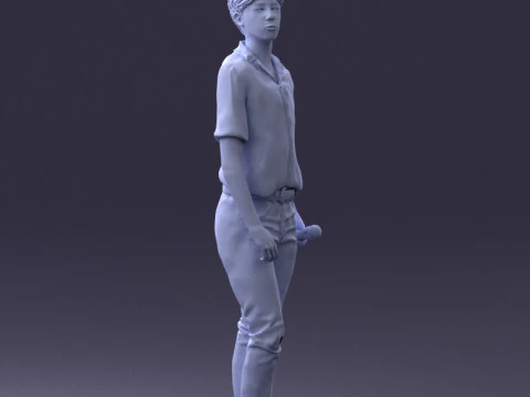 000228 Young Asiasn Man with Microphone 1123 3D Model