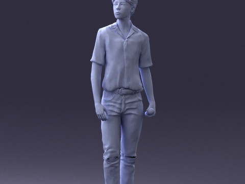 000228 Young Asiasn Man with Microphone 1123 3D Модель