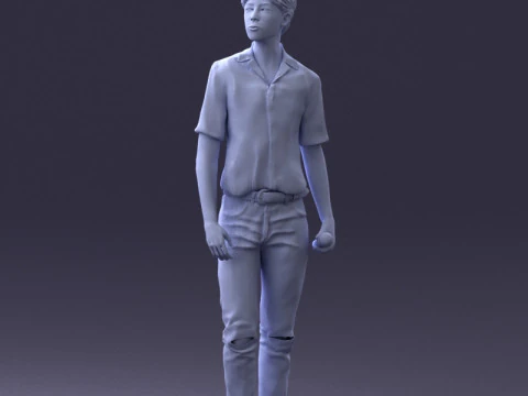 000228 Young Asiasn Man with Microphone 1123 3D Model