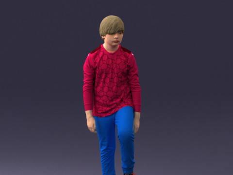 000236 Young Boy Football Player with Soccer Ball 1224 3D Модель