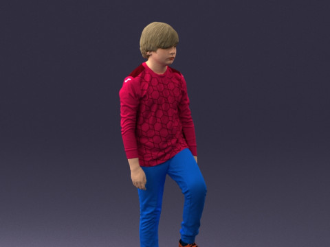 000236 Young Boy Football Player with Soccer Ball 1224 3D 模型