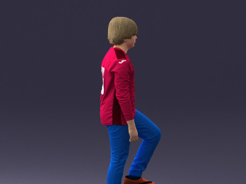 000236 Young Boy Football Player with Soccer Ball 1224 3D 模型