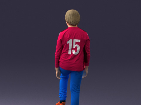 000236 Young Boy Football Player with Soccer Ball 1224 3D 模型