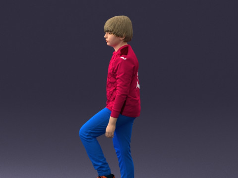 000236 Young Boy Football Player with Soccer Ball 1224 3D 模型