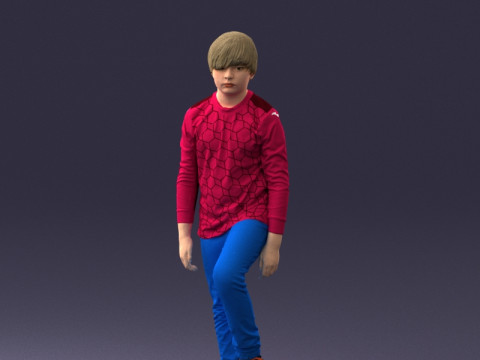 000236 Young Boy Football Player with Soccer Ball 1224 3D 模型