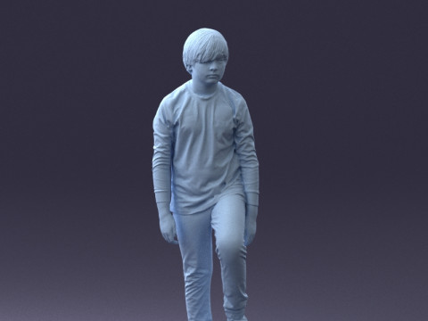 000236 Young Boy Football Player with Soccer Ball 1224 3D 模型