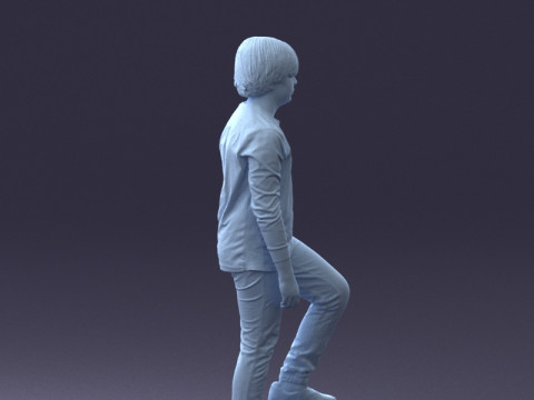 000236 Young Boy Football Player with Soccer Ball 1224 3D 模型