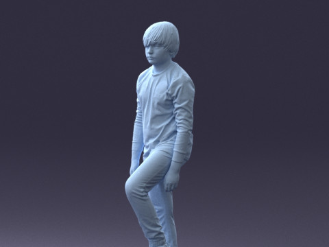 000236 Young Boy Football Player with Soccer Ball 1224 3D 模型