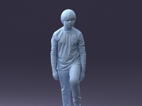 000236 Young Boy Football Player with Soccer Ball 1224 3D 模型