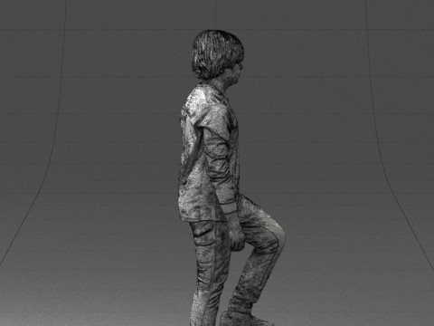 000236 Young Boy Football Player with Soccer Ball 1224 3D 模型