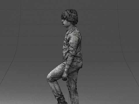 000236 Young Boy Football Player with Soccer Ball 1224 3D 模型
