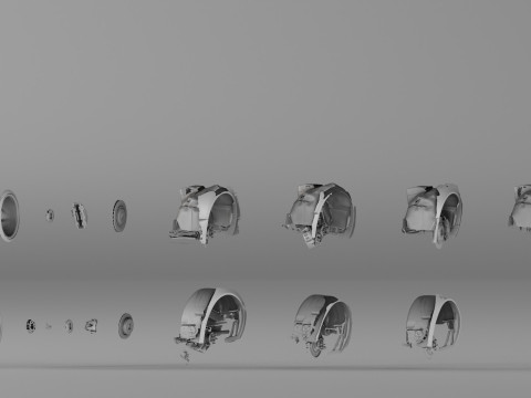001654 3D Scan of Jaguar XKR II Suspension and Wheel Assembly Model 3D