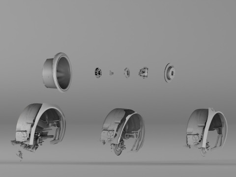 001654 3D Scan of Jaguar XKR II Suspension and Wheel Assembly Model 3D