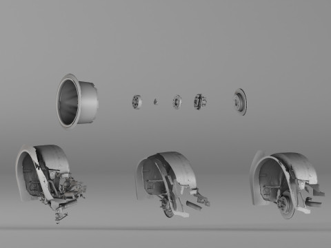 001654 3D Scan of Jaguar XKR II Suspension and Wheel Assembly Model 3D
