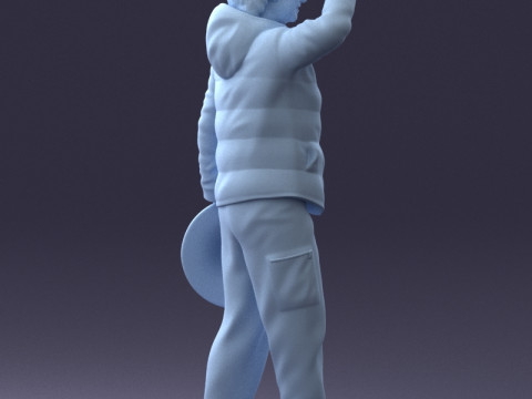 000240 Woman in Casual Jacket Holding a Witch Hat 0111 3dp Modèles 3D en vedette