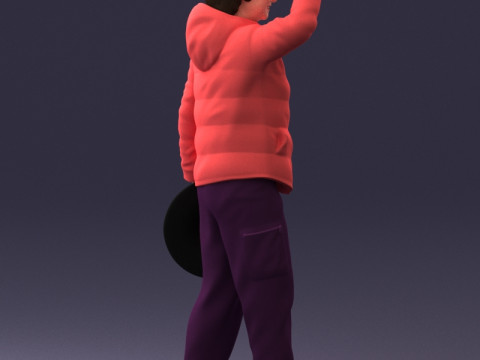 000240 Woman in Casual Jacket Holding a Witch Hat 0111 3dp Modèles 3D en vedette
