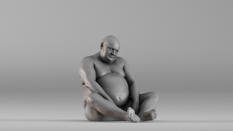 S00110 Seated Male Figure Expressive Human Anatomy Study Model do druku 3D .c4d .max .obj .3ds .fbx .stl .blend 