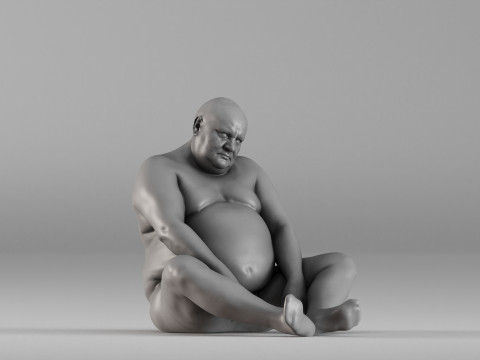 S00110 Seated Male Figure Expressive Human Anatomy Study Model do druku 3D