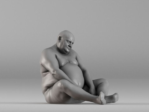 S00110 Seated Male Figure Expressive Human Anatomy Study Model do druku 3D