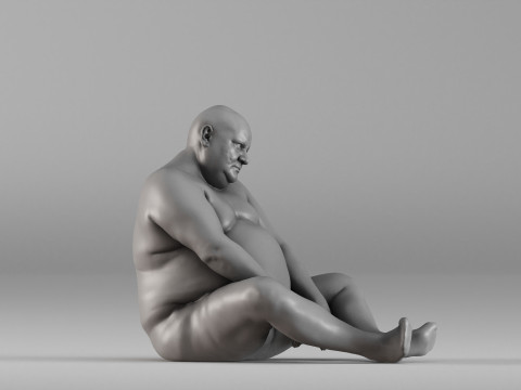 S00110 Seated Male Figure Expressive Human Anatomy Study Model do druku 3D