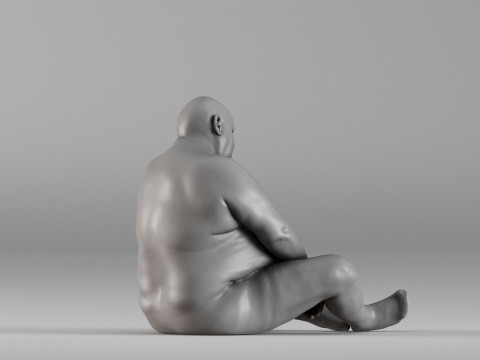 S00110 Seated Male Figure Expressive Human Anatomy Study Model do druku 3D