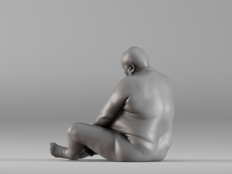 S00110 Seated Male Figure Expressive Human Anatomy Study Model do druku 3D
