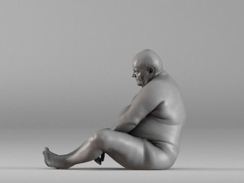 S00110 Seated Male Figure Expressive Human Anatomy Study Model do druku 3D