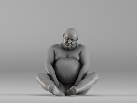 S00110 Seated Male Figure Expressive Human Anatomy Study Model do druku 3D