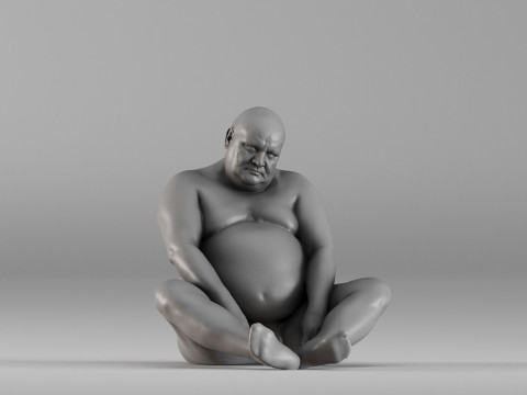 S00110 Seated Male Figure Expressive Human Anatomy Study Model do druku 3D