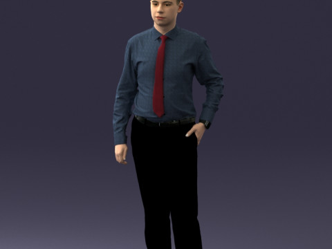 000259 Young Man in Business Casual Outfit with Red Tie 0321 3dp 3D printmodel
