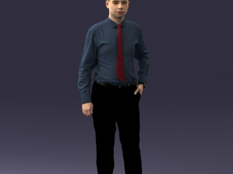 000259 Young Man in Business Casual Outfit with Red Tie 0321 3dp Model Cetak 3D