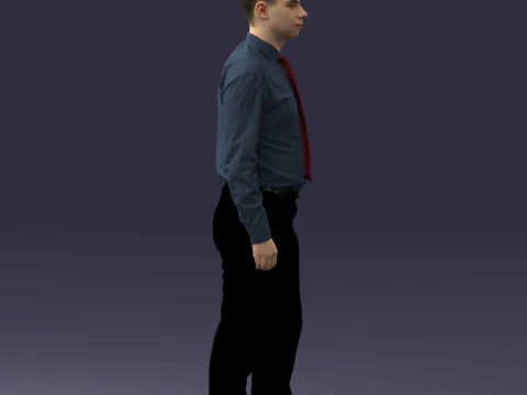 000259 Jovem em roupa casual de neg&oacute;cios com gravata vermelha 0321 3dp Modelo de Impressão 3D