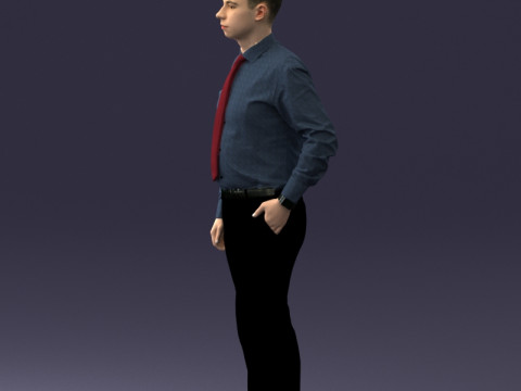 000259 Young Man in Business Casual Outfit with Red Tie 0321 3dp Model Cetak 3D