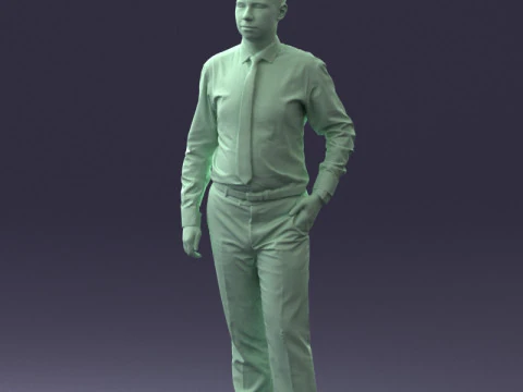 000259 Jovem em roupa casual de neg&oacute;cios com gravata vermelha 0321 3dp Modelo de Impressão 3D