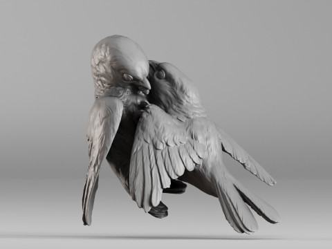 S00051 Lovebirds - Romantic 3D Sculpture 3dp 3D Принт Модель